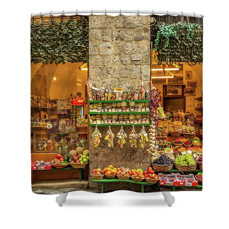 Siena Shower Curtain featuring the photograph Siena Market by Marcy Wielfaert