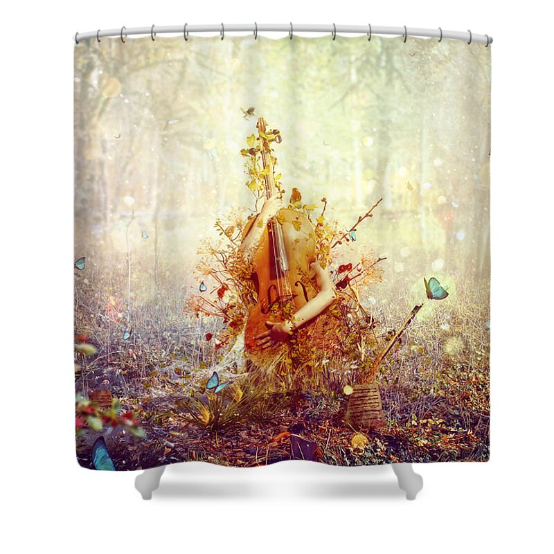 Surreal Shower Curtain featuring the digital art Silence by Mario Sanchez Nevado