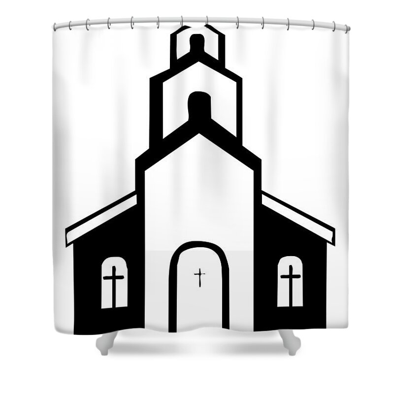 Silhouette Of A Christian Church Shower Curtain featuring the digital art Silhouette of a Christian Church by Rose Santuci-Sofranko