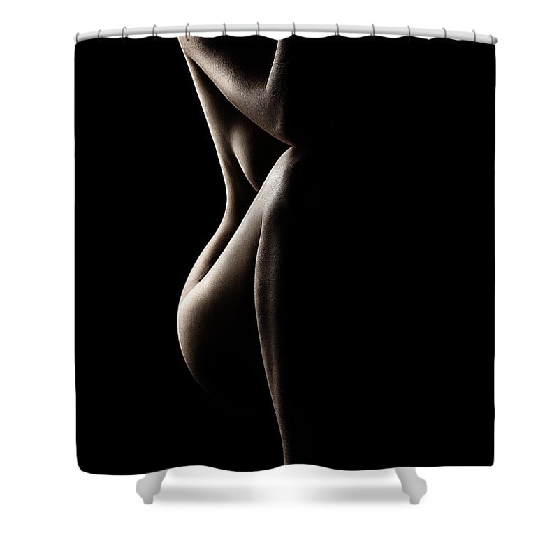 #faatoppicks Shower Curtain featuring the photograph Silhouette of nude woman by Johan Swanepoel