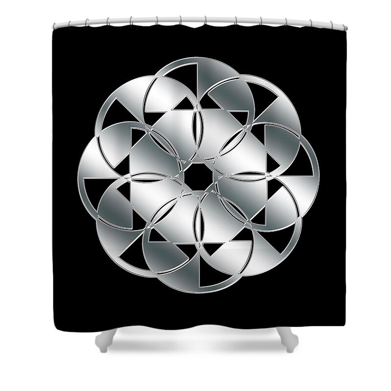 Silver Shower Curtain featuring the digital art Silver and Black 7 by Chuck Staley