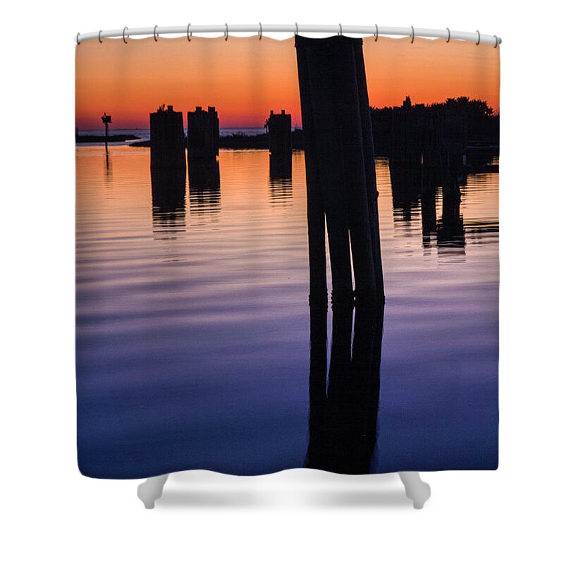 Pilings Shower Curtain featuring the photograph Silver Lake Sunset 2010-10 20 by Jim Dollar