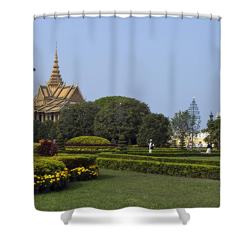 Tranquility Shower Curtain featuring the photograph Silver Pagoda, Royal Palace, Phnom Penh by Photo By D. Johnson