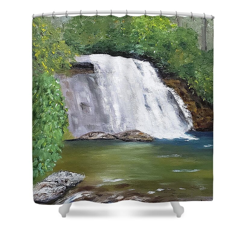 Silver Run Falls Painting Shower Curtain featuring the painting Silver Run Falls by Stanton Allaben