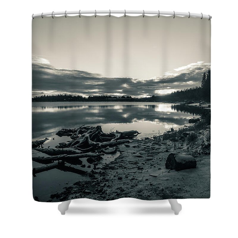 Lake Shower Curtain featuring the photograph Silver Sunrise by Alex Lapidus