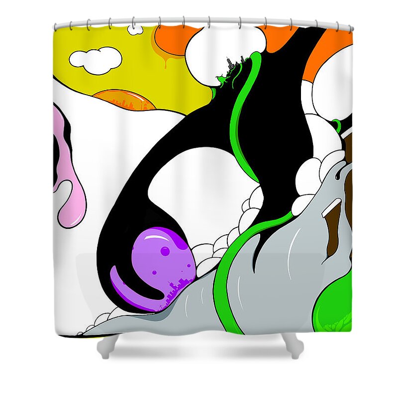 Vine Shower Curtain featuring the drawing Sim Cities by Craig Tilley