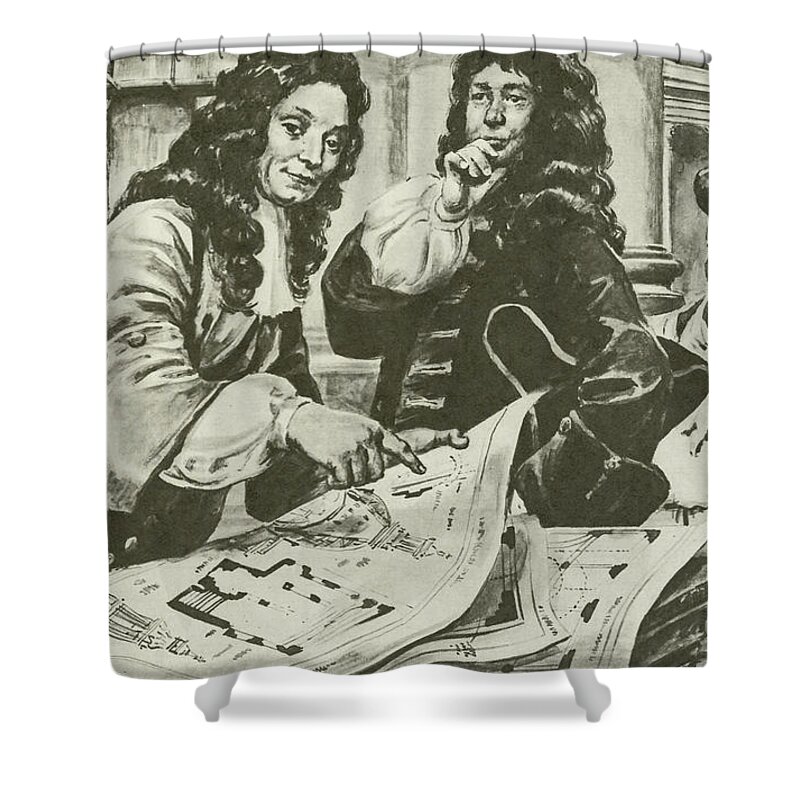 Sir Christopher Wren Shower Curtain featuring the painting Sir Christopher Wren, The Architect Of St Pauls Cathedral, London by Cl Doughty