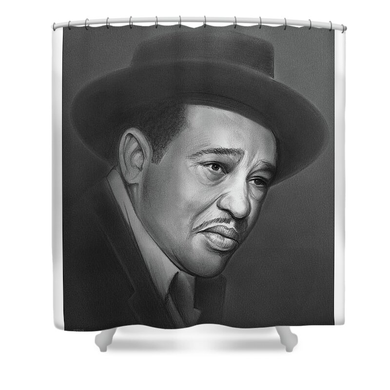 Duke Ellington Shower Curtain featuring the drawing Sir Duke by Greg Joens