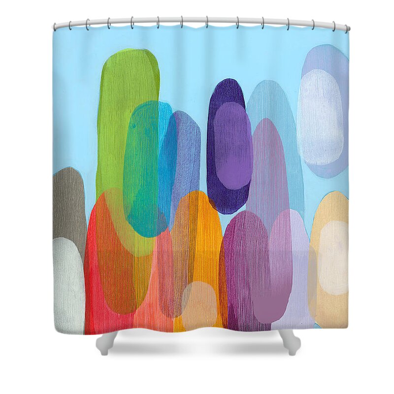 Abstract Shower Curtain featuring the painting Sister 01 by Claire Desjardins