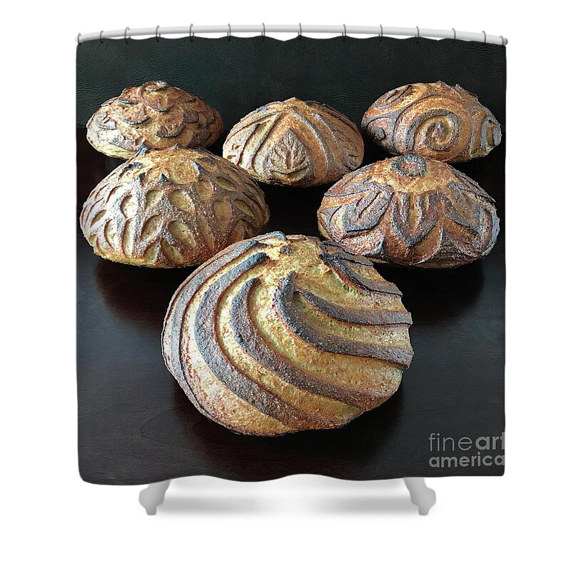 Bread Shower Curtain featuring the photograph Six Score Sourdough Sampler 2 by Amy E Fraser