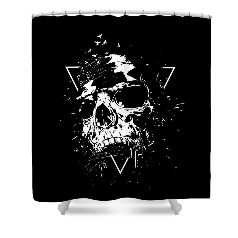Skull Shower Curtain featuring the mixed media Skull X II by Balazs Solti