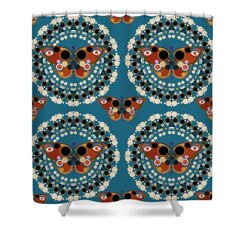 Surreal Shower Curtain featuring the mixed media Skulls Flowers Butterflies by BFA Prints