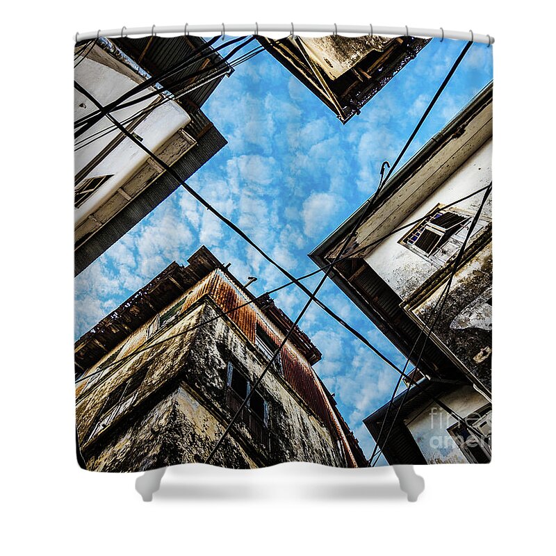 Crossing Shower Curtain featuring the photograph Sky over Stonetown, Zanzibar by Lyl Dil Creations