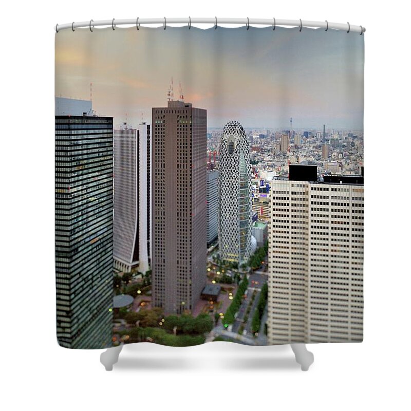 Outdoors Shower Curtain featuring the photograph Skyscrapers In Shinjuku by Vladimir Zakharov