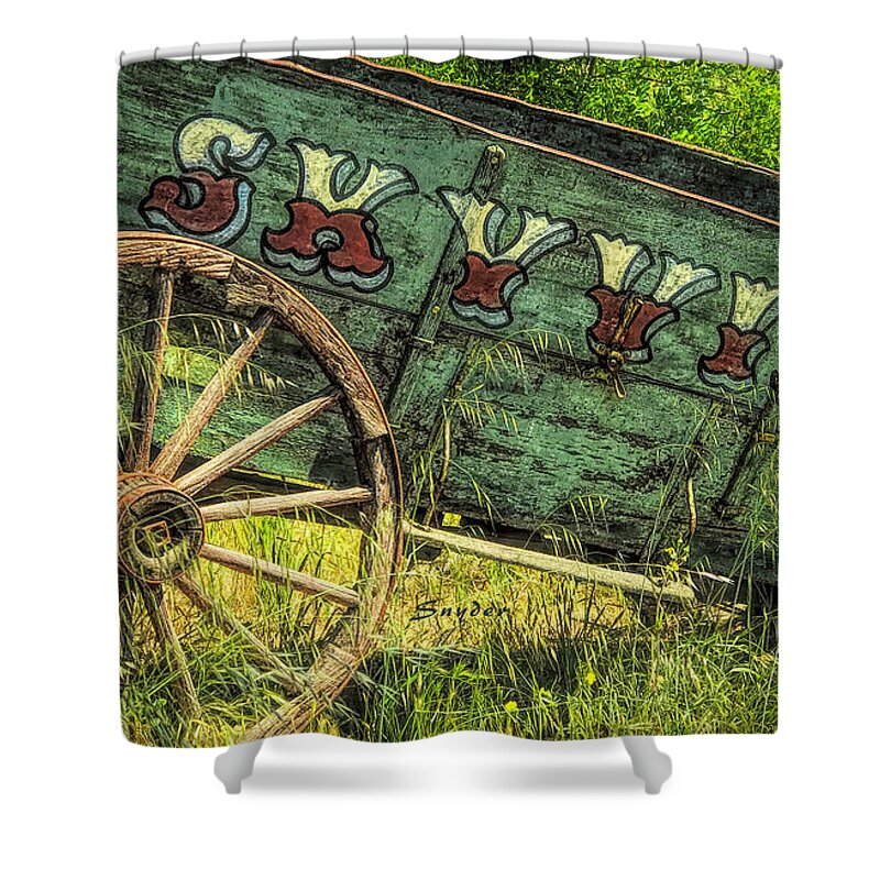 Skyview Freight Wagon Shower Curtain featuring the photograph Skyview Freight Wagon by Barbara Snyder