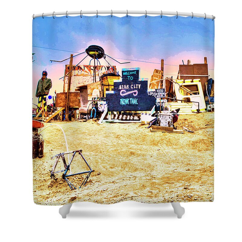 Think Tank Shower Curtain featuring the photograph Slab City Think Tank by Dominic Piperata