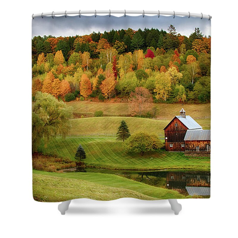 Pomfret Fall Colors Shower Curtain featuring the photograph Sleepy Hollow Barn in Autumn by Jeff Folger