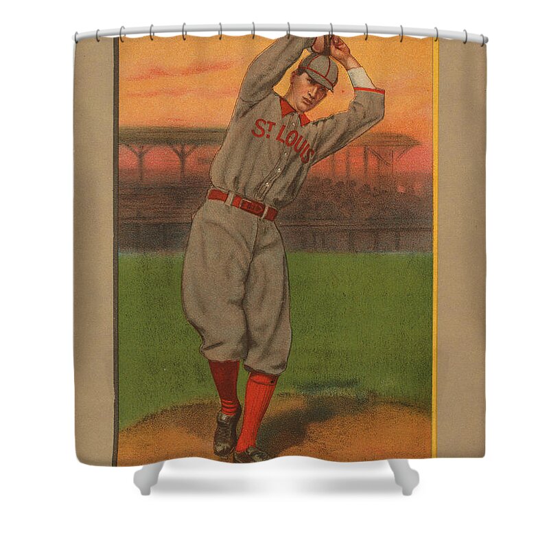 Baseball Shower Curtain featuring the painting Slim Sallee, St. Louis Cardinals by Unknown