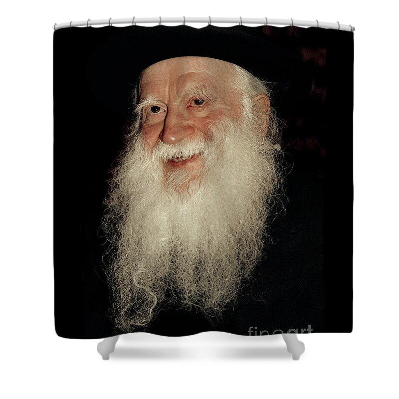 Segal Shower Curtain featuring the photograph Smiling Study of Rabbi Yehuda Zev Segal - Doc Braham - All Rights Reserved by Doc Braham