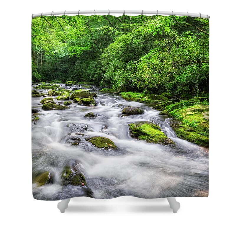 Smokey Mountain Stream Shower Curtain featuring the photograph Smokey Mountain Stream by Randall Allen