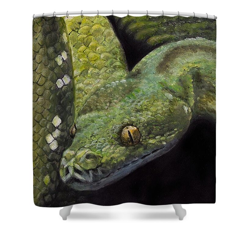 Snake Shower Curtain featuring the painting Snake by Kirsty Rebecca