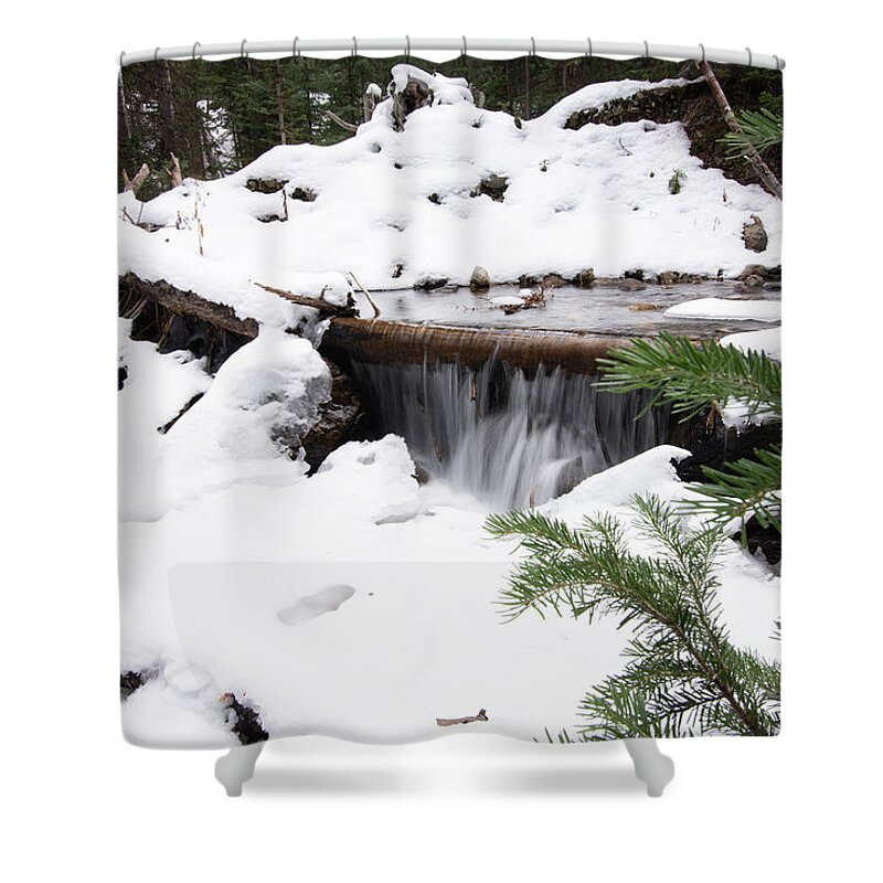 Waterfall Shower Curtain featuring the photograph Snow Waterfall by Dmdcreative Photography