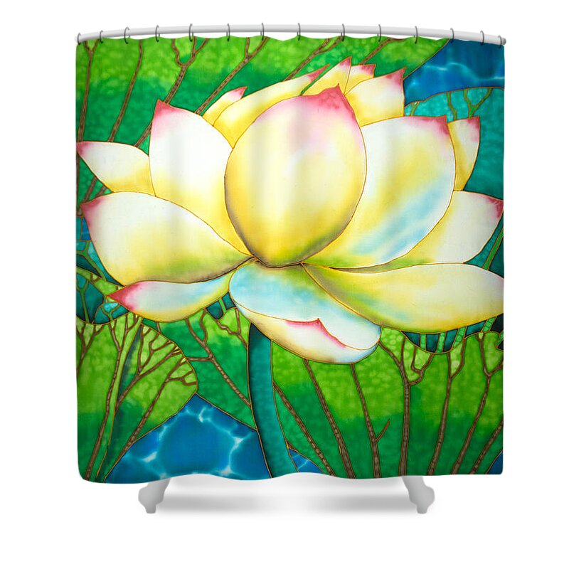 Waterlily Shower Curtain featuring the painting Snow White Lotus by Daniel Jean-Baptiste