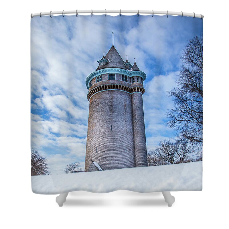 Scituate Shower Curtain featuring the photograph Snowy Lawson Tower by Ann-Marie Rollo