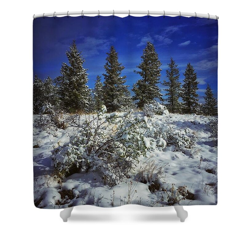 Snow Shower Curtain featuring the photograph Snowy Ridgeline by Dan Miller