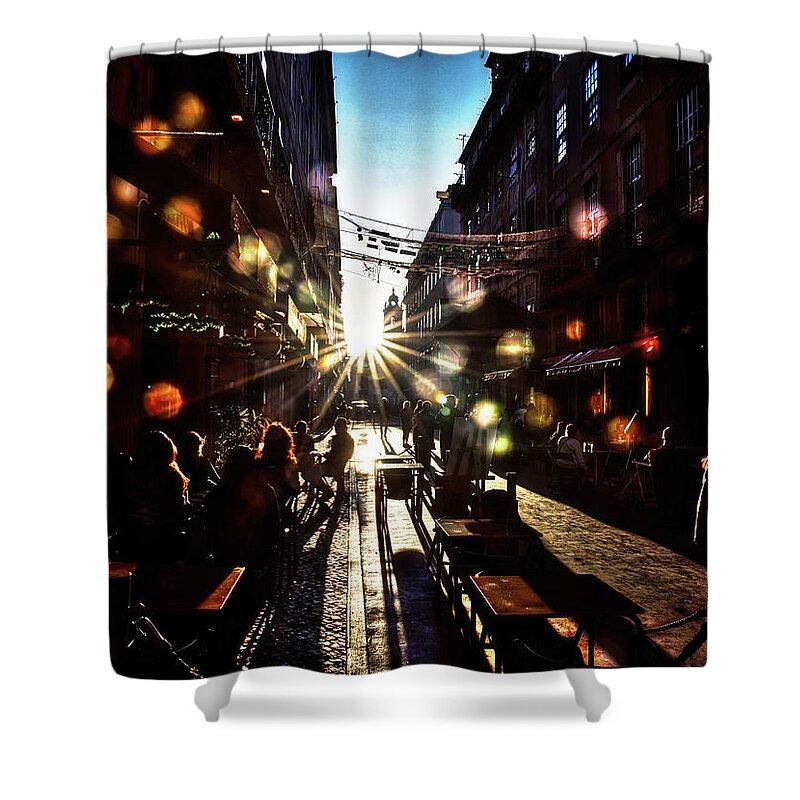 Pink Street Shower Curtain featuring the photograph Soap bubbles in Pink Street by Micah Offman