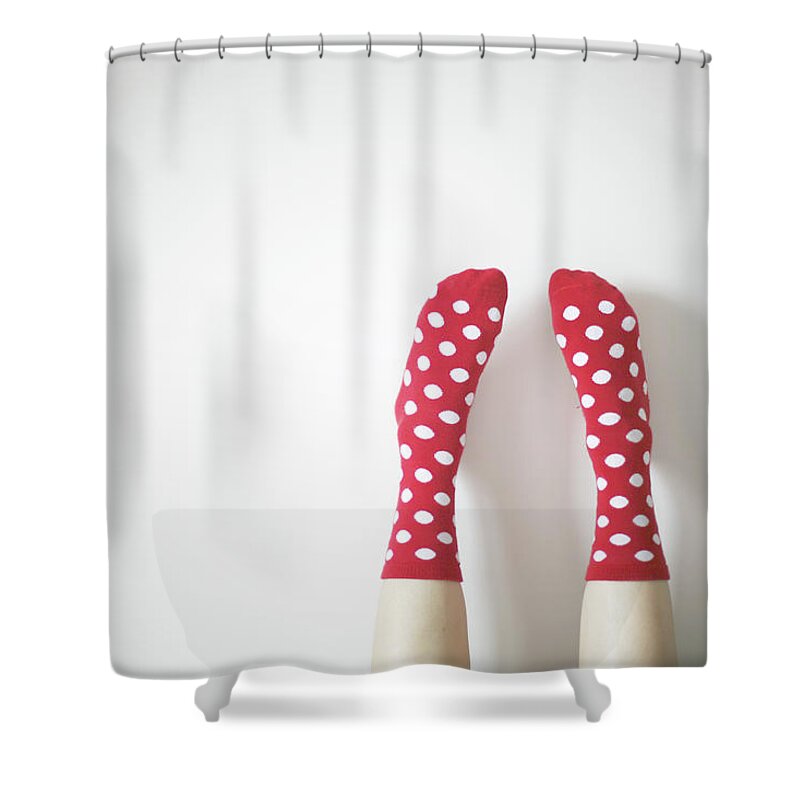 Shadow Shower Curtain featuring the photograph Socks With Polka Dots by Alfalfa126