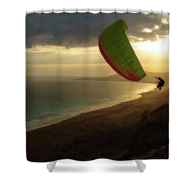 Water's Edge Shower Curtain featuring the photograph Socotra_flying by Mario Eder