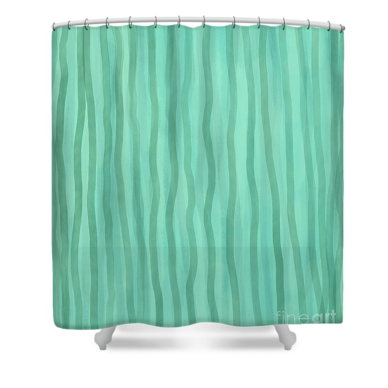 Soft Green Lines Shower Curtain featuring the digital art Soft Green Lines by Annette M Stevenson