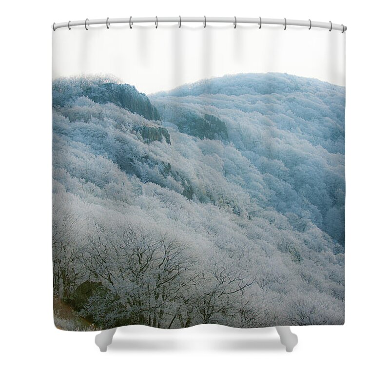 Blue Ridge Shower Curtain featuring the photograph Soft Hoarfrost by Mark Duehmig