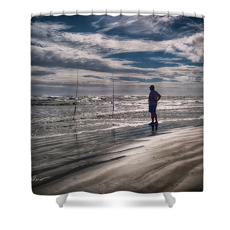 Surf Shower Curtain featuring the photograph Solitary Fisherman by Joseph Desiderio