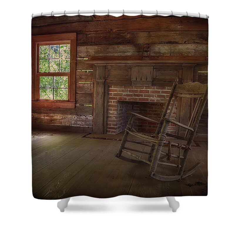 Rocker Shower Curtain featuring the photograph Solitary Rocker by Susan Rissi Tregoning