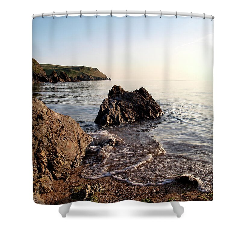 Tranquility Shower Curtain featuring the photograph South Devon Seashore by Nik Taylor