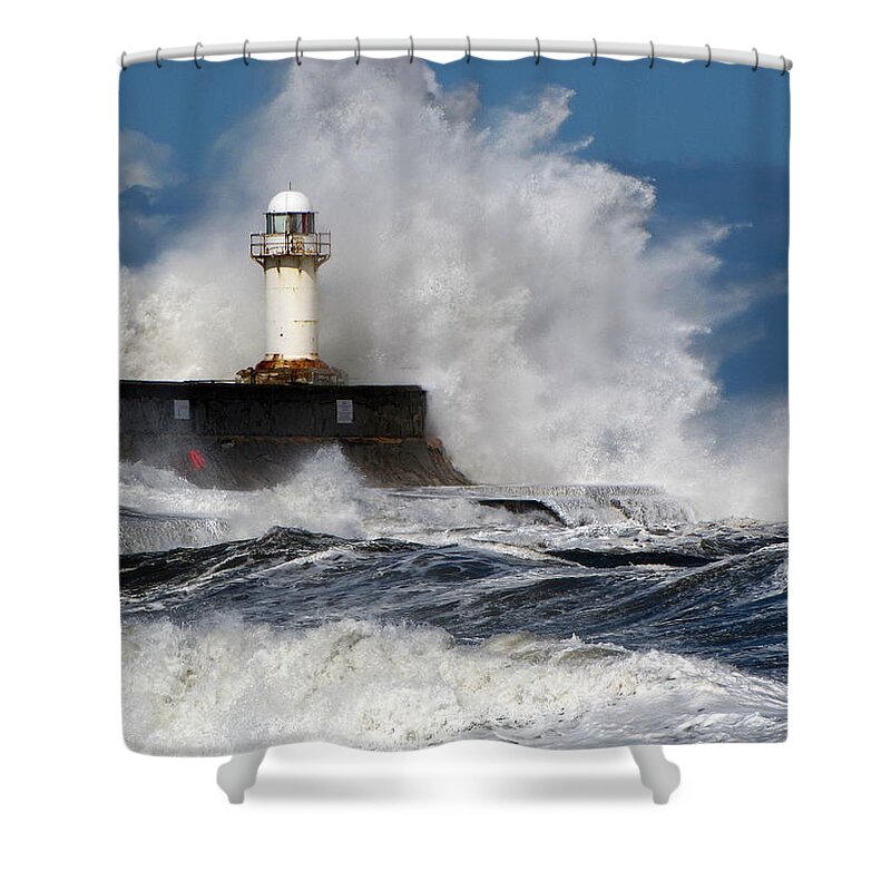 Tranquility Shower Curtain featuring the photograph South Gare Storm by Paul Downing