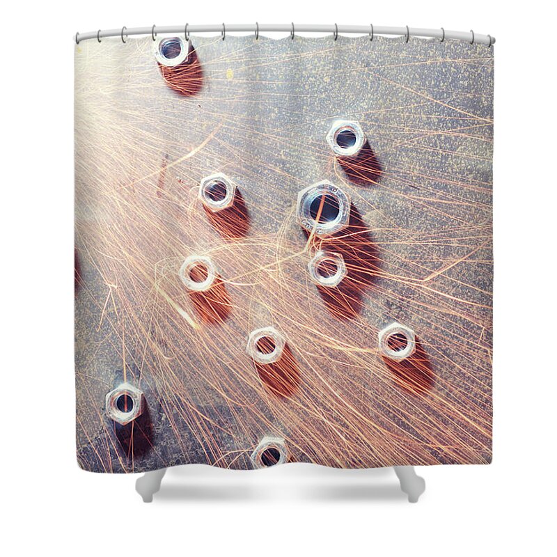 Large Group Of Objects Shower Curtain featuring the photograph Sparking Nuts by Shaunl