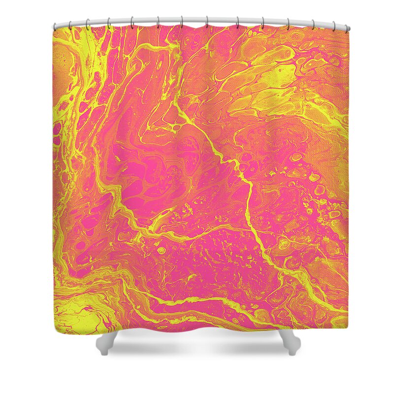 Fluid Shower Curtain featuring the mixed media Sparkling Lemonade by Jennifer Walsh