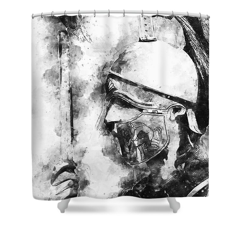 Spartan Warrior Shower Curtain featuring the painting Spartan Hoplite - 30 by AM FineArtPrints