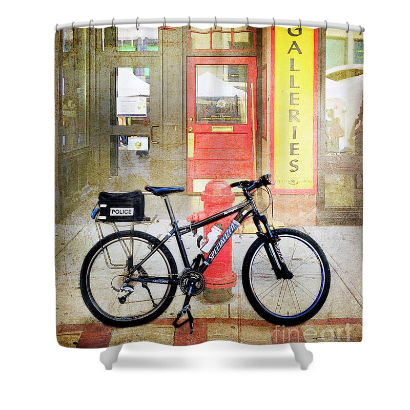 Bicycle Shower Curtain featuring the photograph Specialized Police Bicycle by Craig J Satterlee