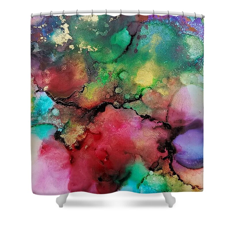 Abstract Shower Curtain featuring the painting My Bubbles by Lisa Debaets
