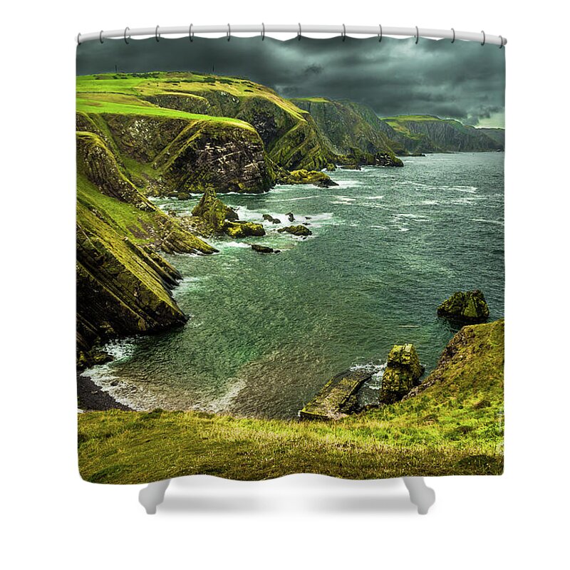 Agriculture Shower Curtain featuring the photograph Spectacular Atlantik Coast And Cliffs At St. Abbs Head in Scotland by Andreas Berthold