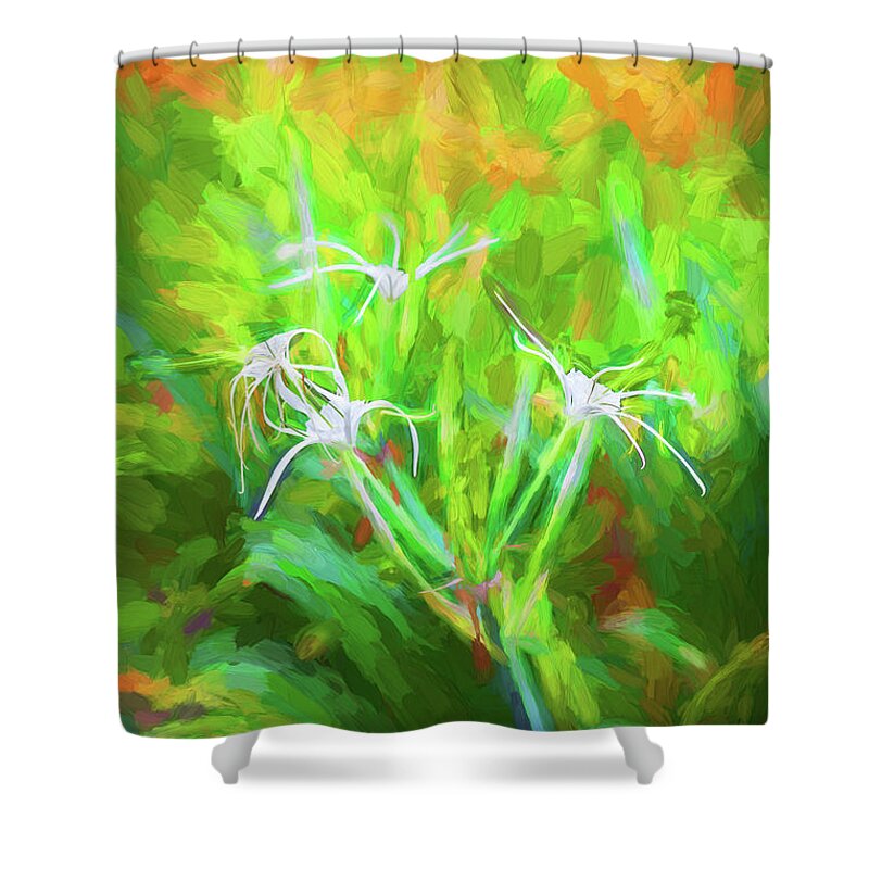 Spider Lily Shower Curtain featuring the photograph Spider Lily, and Day Lilies 106 by Rich Franco