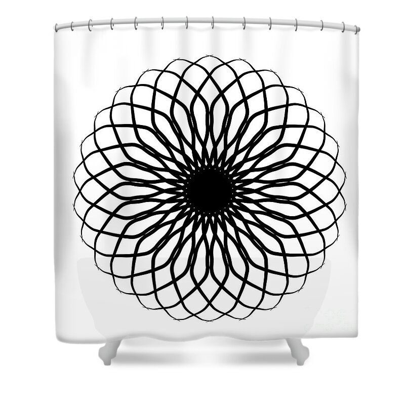 Delynn Shower Curtain featuring the digital art Spiral Black and White Graphic by Delynn Addams