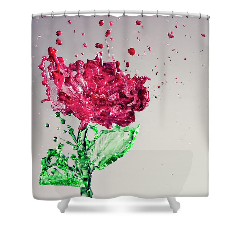 Motion Shower Curtain featuring the photograph Splash Of Rose by Yugus