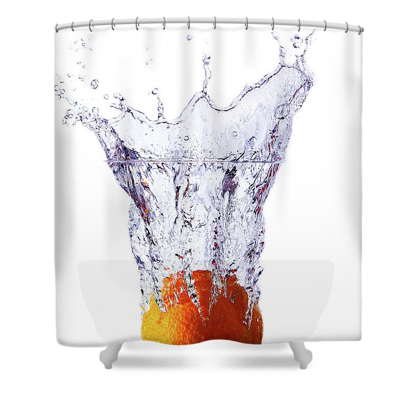 White Background Shower Curtain featuring the photograph Splash by Samuel Berthelot Photography