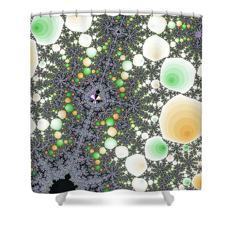 Abstract Shower Curtain featuring the digital art Split Range Green Abstract Art by Don Northup