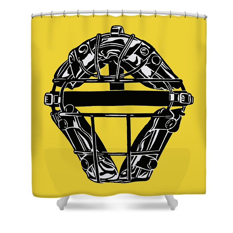 American Pastime Shower Curtain featuring the drawing Sports face guard by CSA Images